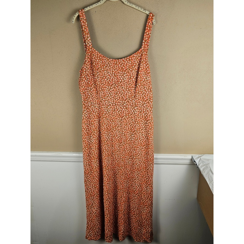 Free People Womens Orange Lorelai Daisy Print Maxi Dress Sundress XL